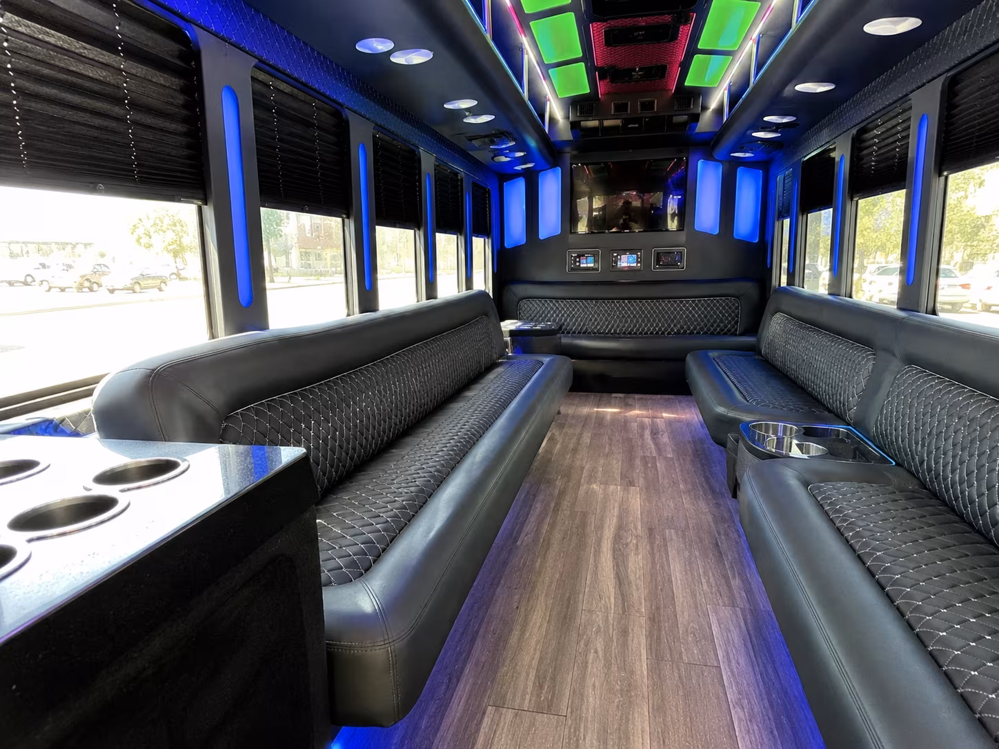 beverly 15 passenger party bus inside