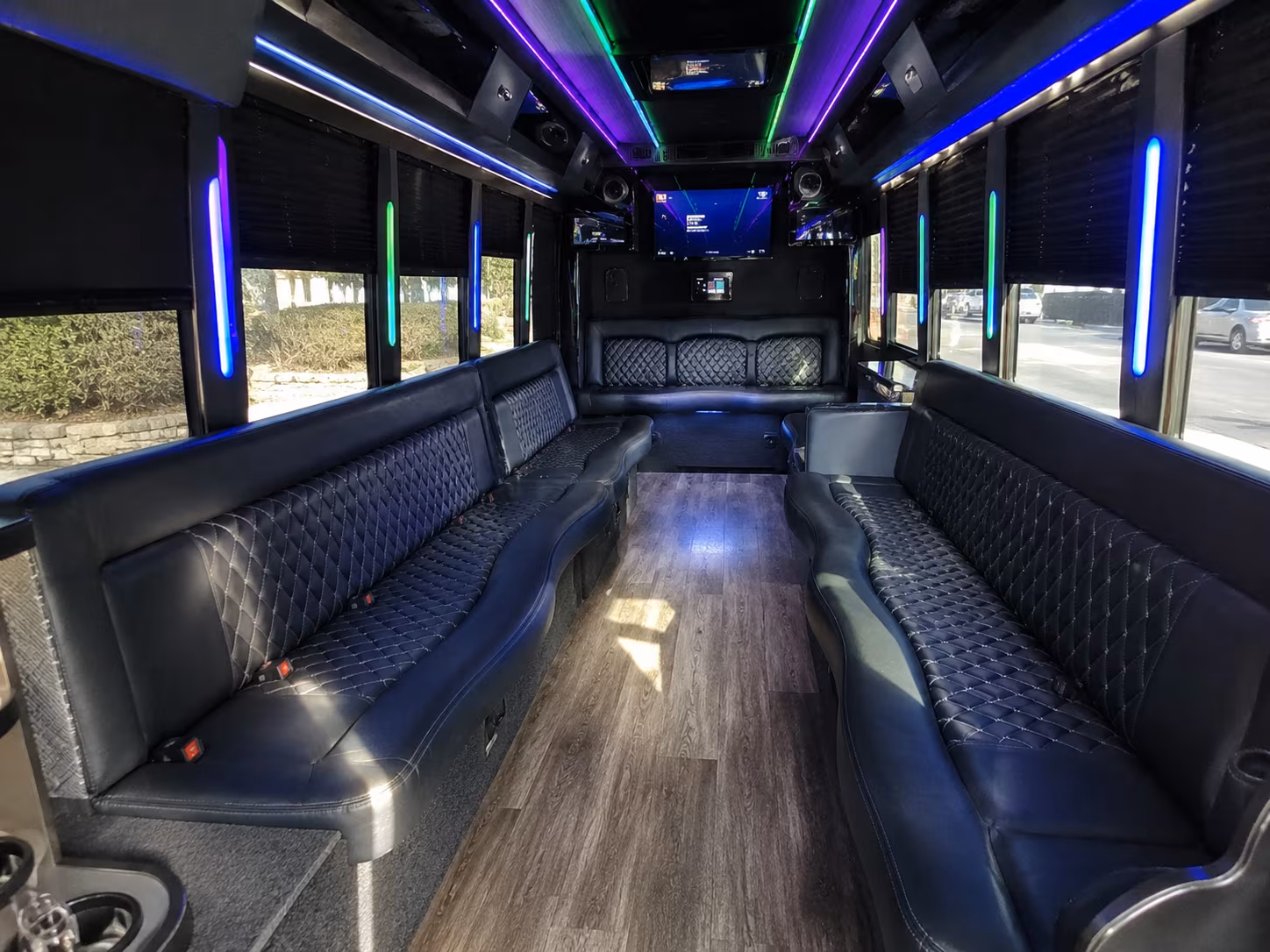 beverly 15 passenger party bus interior