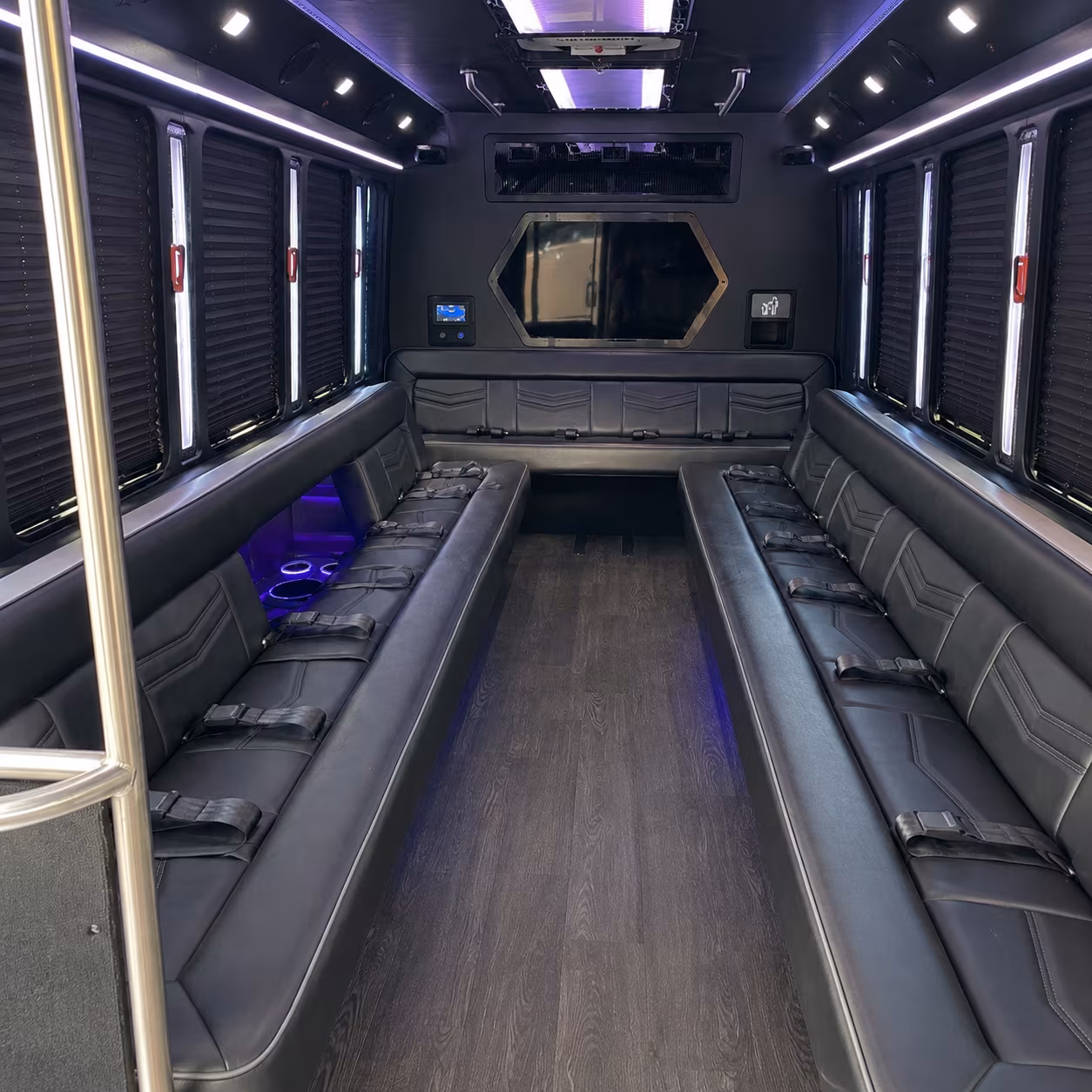 beverly 18 passenger party bus interior