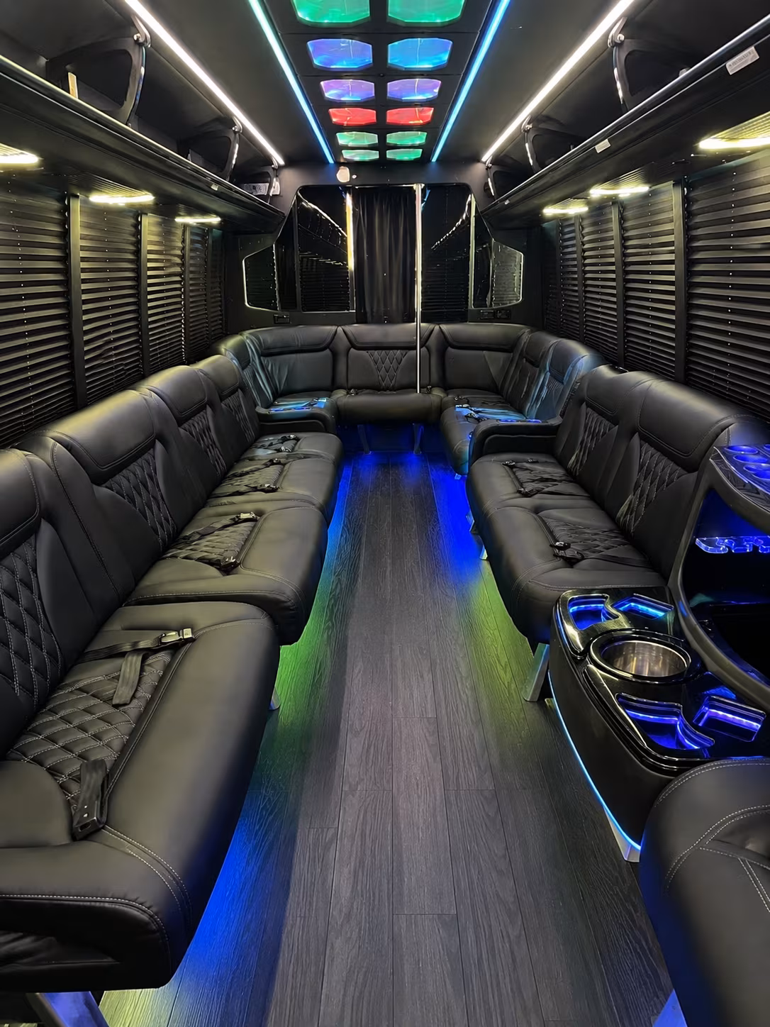 beverly 20 passenger party bus interior
