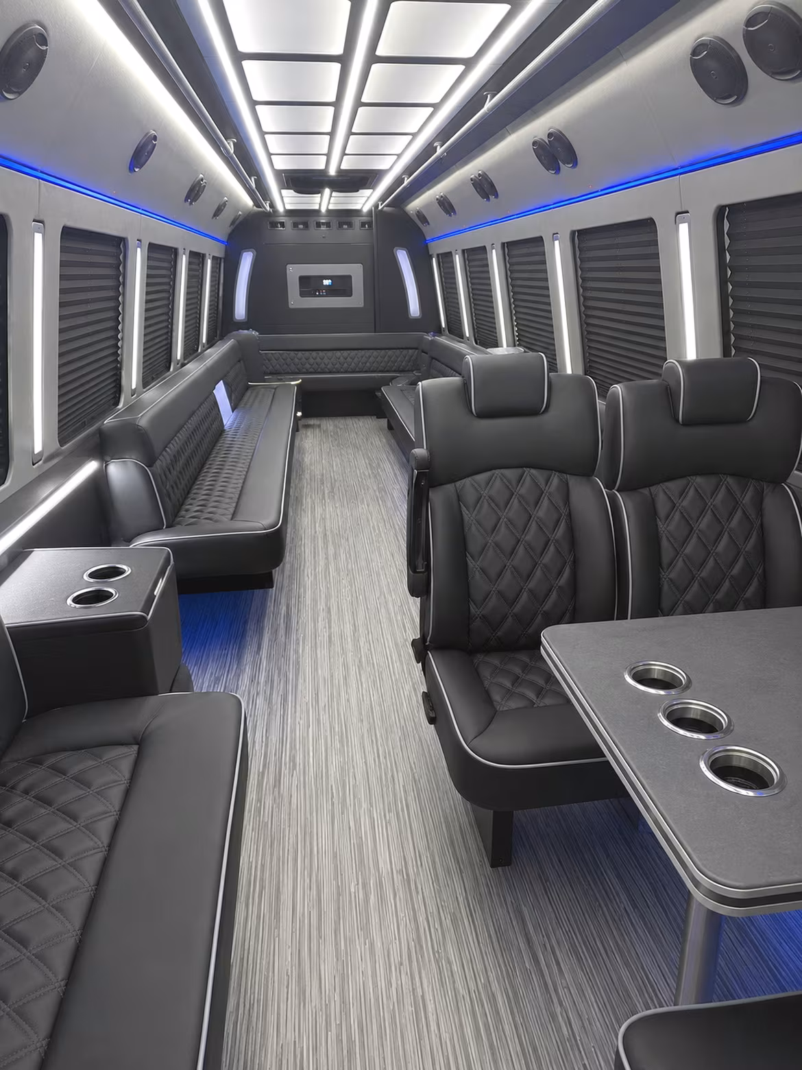 beverly 25 passenger party bus inside