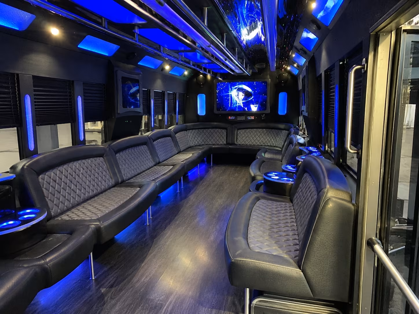 beverly 28 passenger party bus interior