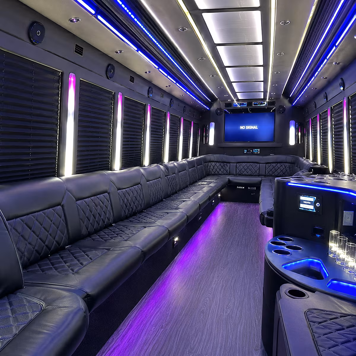 beverly 30 passenger party bus inside