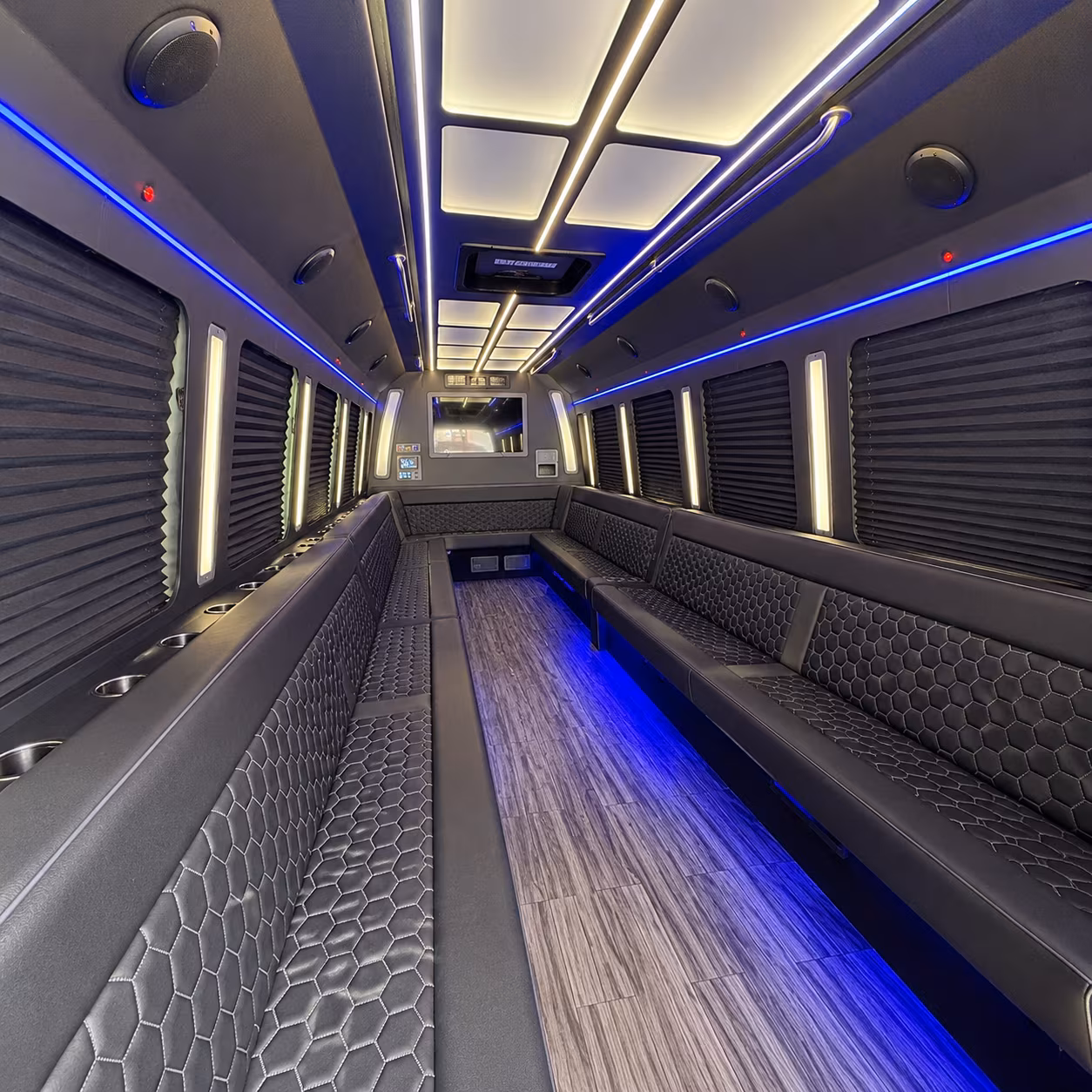 beverly 30 passenger party bus interior