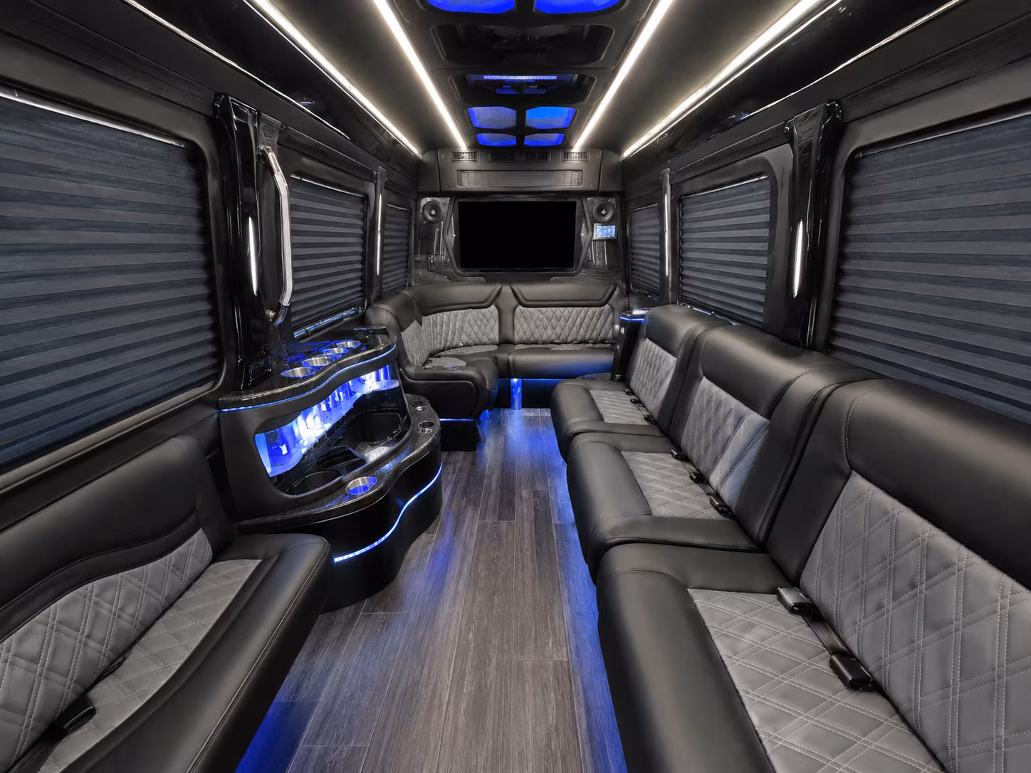 beverly 40 passenger party bus inside