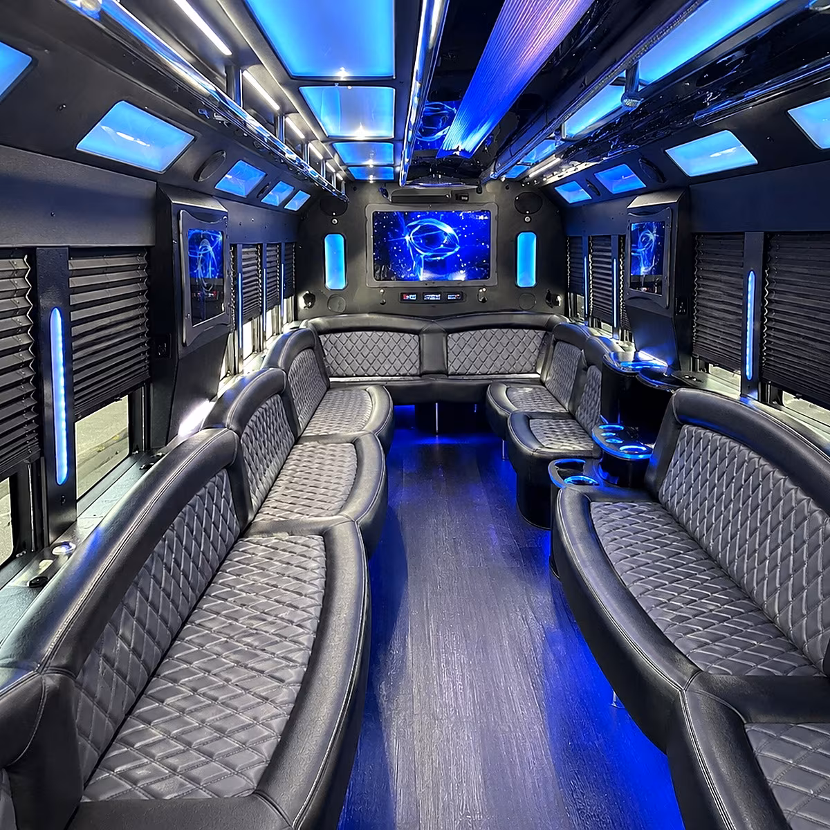 beverly 50 passenger party bus interior