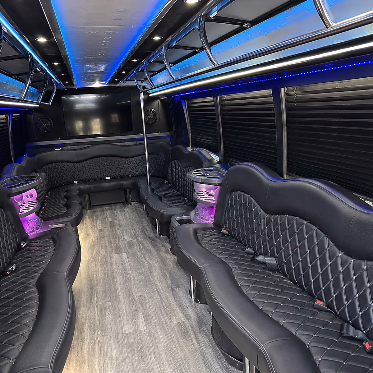 beverly party bus rental interior