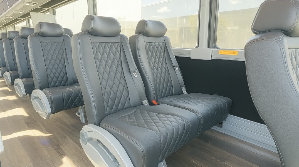Interior of Charter Bus Company Lowell's 15 Passenger Minibus in Lowell