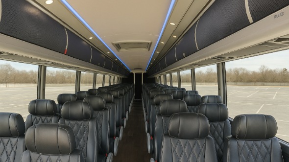 Interior of Charter Bus Company Lowell's 54 Passenger Charter Bus in Lowell