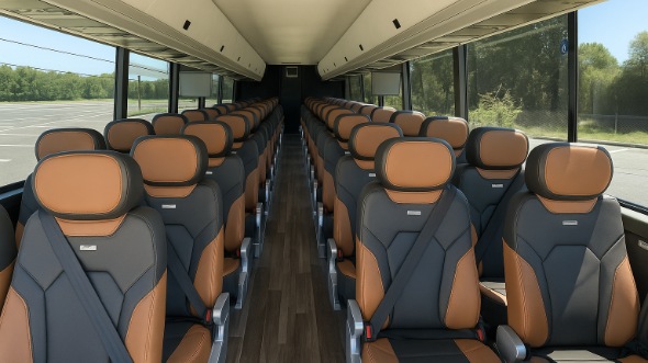 Interior of Charter Bus Company Lowell's 56 Passenger Charter Bus in Lowell