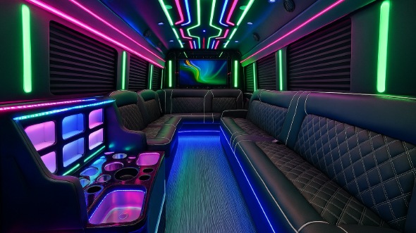 Interior of Charter Bus Company Lowell's Party Bus in Lowell