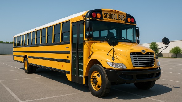 Exterior of Charter Bus Company Lowell's School Bus in Lowell