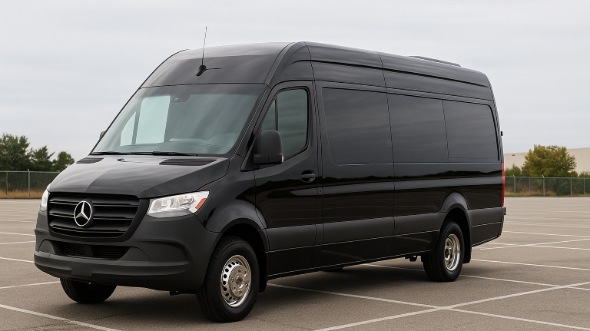 Exterior of Charter Bus Company Lowell's Sprinter Van Rental With Driver in Lowell